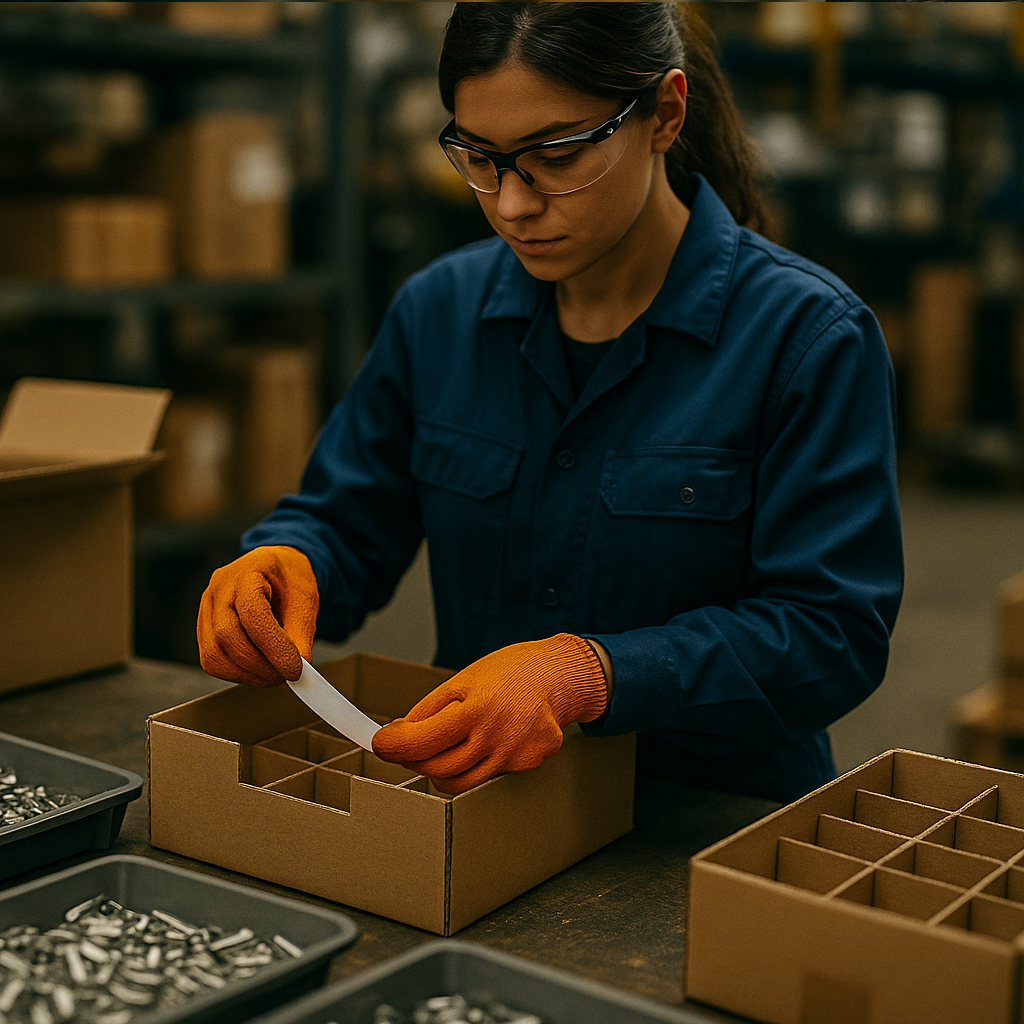 Manipulado, clasificación y embalaje de piezas y conjuntos